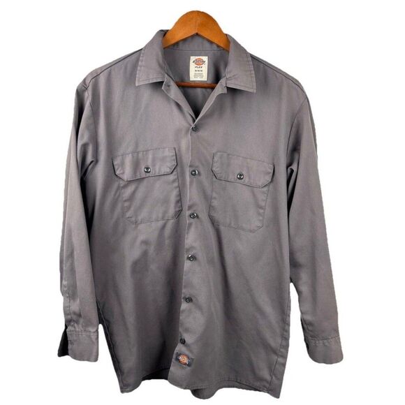 Dickies Other - Dickies Shirt Mens Medium Button Up Work Uniform USA Flex Gray Long Sleeve